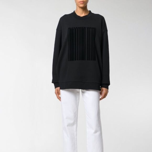 ALEXANDER WANG Barcode logo sweatshirt Black Size Small